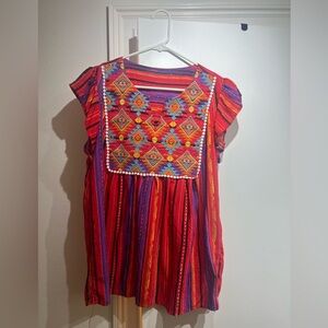 Savanna Jane Colorful Striped Embroidered Top